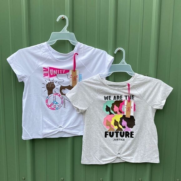 Justice Girls Lightweight Knot Front Graphic T-Shirts 2-Pack Size L (12/14) - Picture 1 of 9